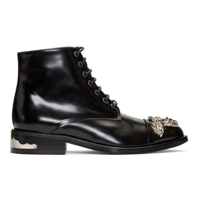 Toga Polished Lace-up Boots In Black