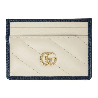 Gucci White Gg Marmont Torchon Card Holder In 9085 Wht/bl