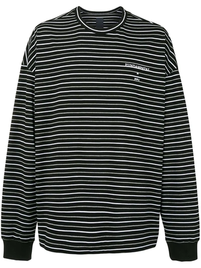 Juunj Fundamental Slogan Print Stripe Sweatshirt In Black