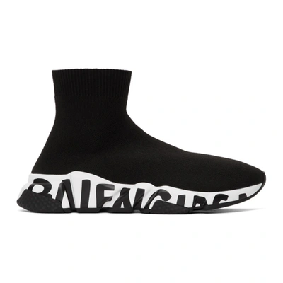 Balenciaga Black Graffiti Speed Sneakers