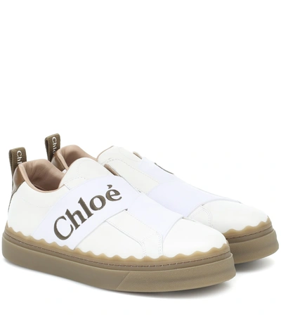 Chloé Lauren Logo Strap Slip On Sneaker In Grove Brown