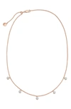 Monica Vinader Fiji Tiny Button Diamond Slider Necklace In Rose Gold