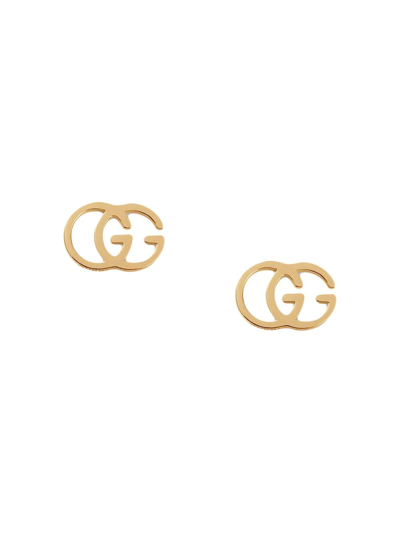 Gucci Gg-logo 18kt Gold Stud Earrings In 8000