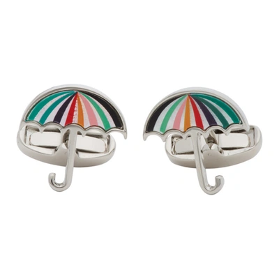 Paul Smith Silver & Multicolor Umbrella Cufflinks In Multicolour