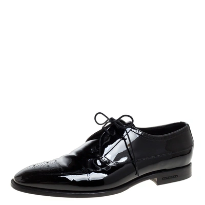 Pre-owned Burberry Black Brogue Patent Leather Lace Up Derby Size 41