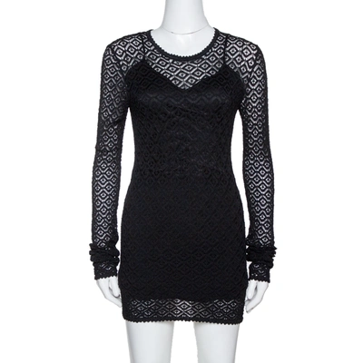 Pre-owned Dolce & Gabbana Black Crochet Knit Lace Mini Dress S