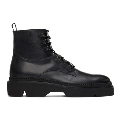 Etro Leather Combat Boots With Embroidery And Studs In 1 Black