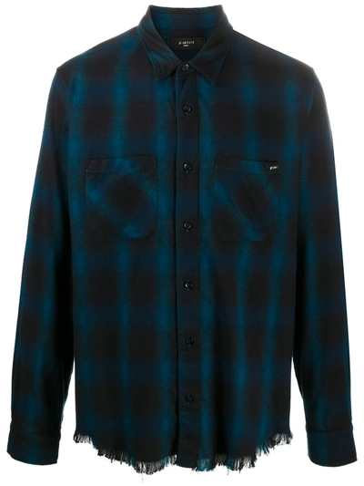 Amiri Check Print Cotton Shirt In Blue