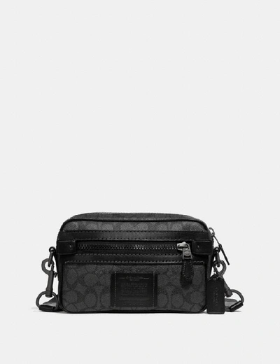 Coach Academy Crossbody In Signature Canvas In Qb/charcoal