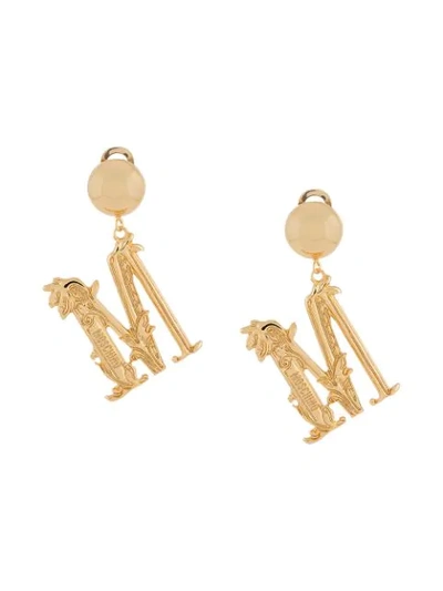 Moschino Gold-colored M Logo Earrings