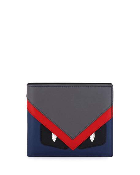 Fendi Monster Eyes Leather Wallet, Gray/red/blue, Blue/red | ModeSens