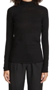 Vince Seamless Semi-sheer Funnel Neck Sweater In Black