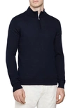 Reiss Blackhall Wool Funnel Neck Half Zip Sweater In Navy