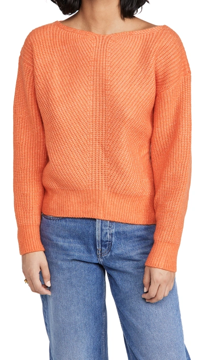 Joie Kristine Boat Neck Ribbed Sweater In Tiger Lily