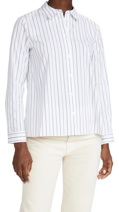 Theory Trapeze Good Cotton Shirt In White Multi
