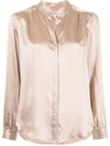 L Agence Bianca Band Collar Blouse In Brown