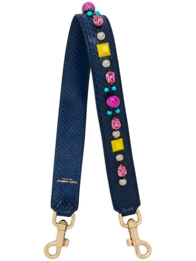 Dolce & Gabbana Embellished Snakeskin Shoulder Strap In Blue