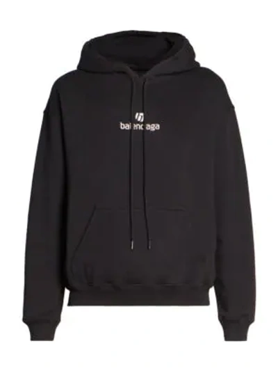 Balenciaga Fitted Logo Hoodie In Black