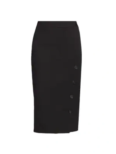 Balenciaga Buttoned Side Slit Pencil Skirt In Black