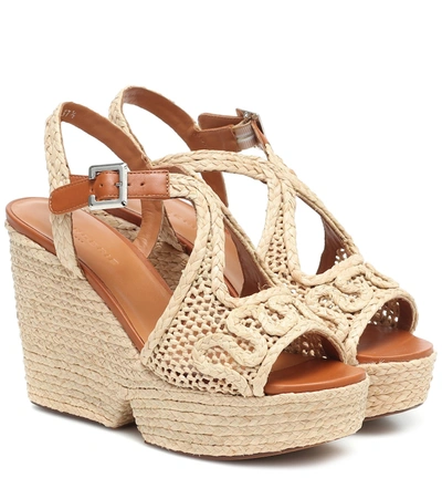 Clergerie Women's Doloria Peep-toe Raffia Wedge Sandals In Beige