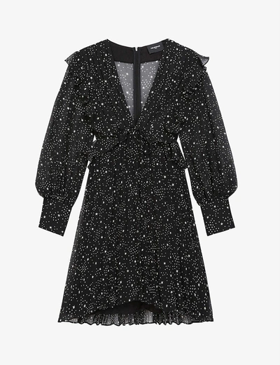 The Kooples Star-print Chiffon Dress In Bla01