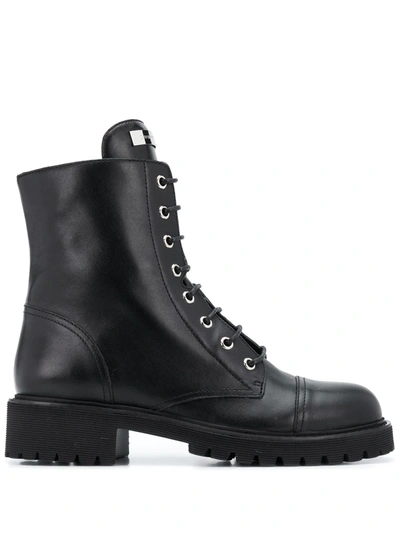 Giuseppe Zanotti Thora Combat Boots In Black Leather