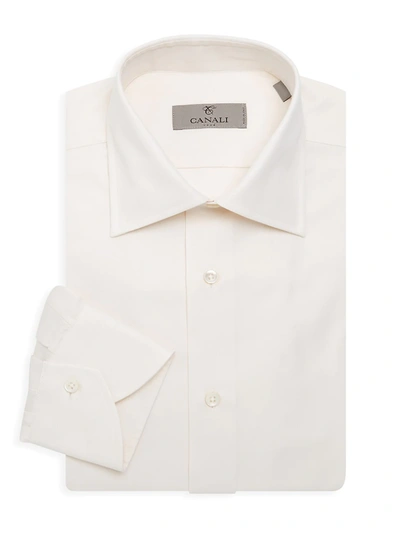 Canali Solid Regular Fit Dress Shirt In White