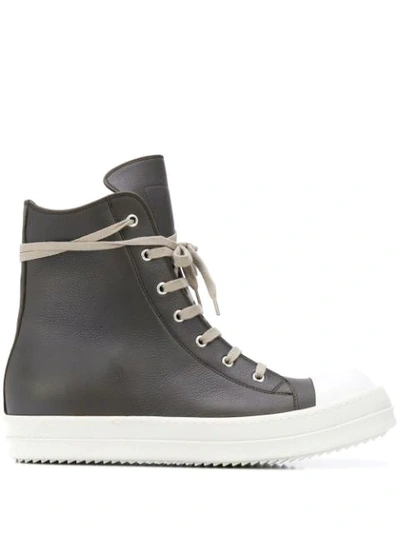 Rick Owens Scarpe Leather High-top Trainers In Grey