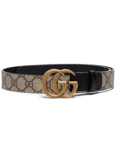 Gucci Leather-trimmed Printed Coated-canvas Belt In Black