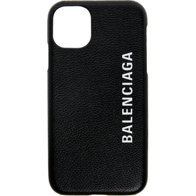 Balenciaga Printed Textured-leather Iphone 11 Case In Black