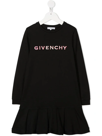 Givenchy Kids Logo Dropped Hem Dress (4-14 Years) In Black