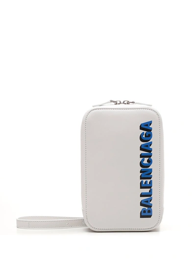 Balenciaga 3d Logo Strapped Phone Holder In White