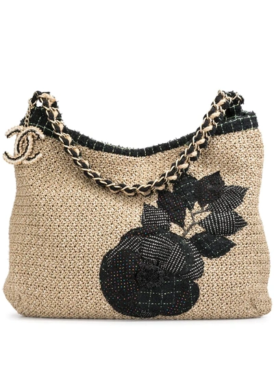 Pre-owned Chanel 2009 Camellia Shoulder Bag In Neutrals