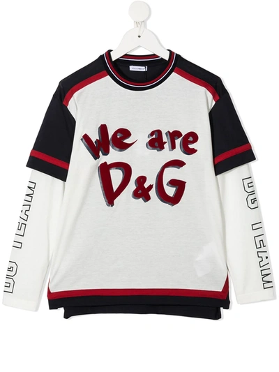 Dolce & Gabbana Kids' Cotton Jumper With Front Logo Print In Multicoloured