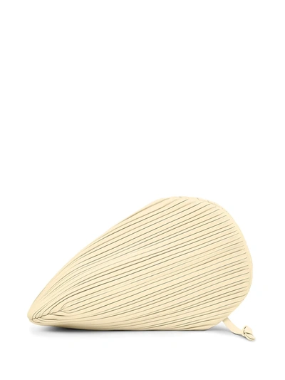 Neous Pluto Pleated Leather Clutch Bag In Cream