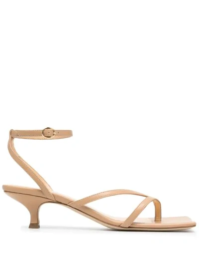 A.w.a.k.e. Delta Low Leather Sandals In Neutral