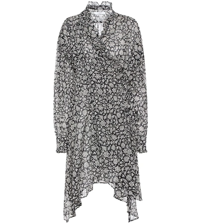 Isabel Marant Étoile Pamela Ruffled Floral-print Cotton-voile Wrap Dress In Black