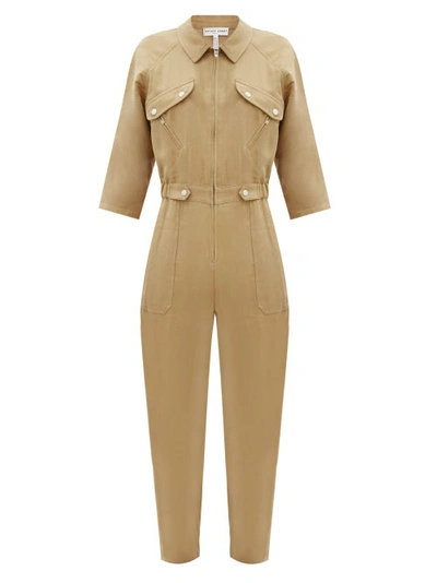 Apiece Apart Amelia Linen And Cotton-blend Jumpsuit In Camel