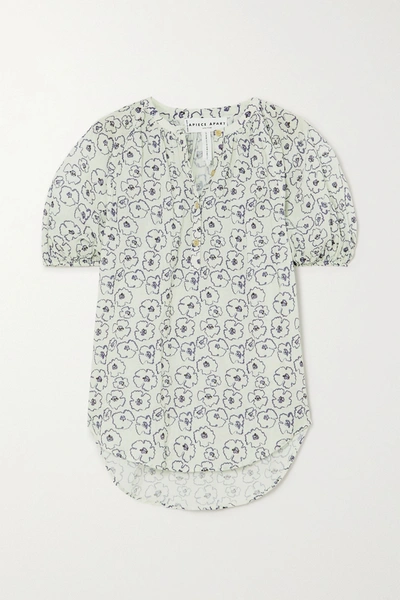 Apiece Apart Rosa Floral-print Organic Cotton Blouse In White