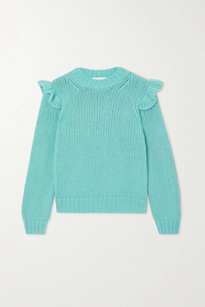 Zimmermann Ladybeetle Ruffled Merino Wool Sweater In Blue