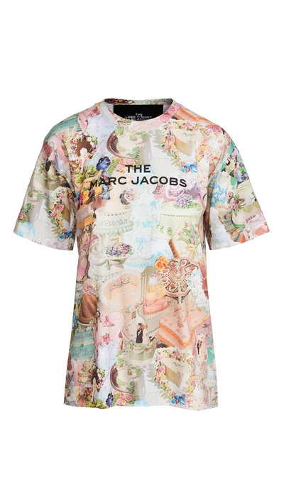 The Marc Jacobs Printed Cotton-jersey T-shirt In Light Blue