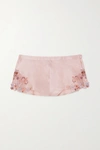 La Perla Maison Rainbow Embroidered Lace-trimmed Silk-satin Pajama Shorts In Blush