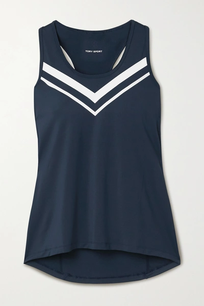 Tory Sport Performance Printed Stretch-jersey Tank In Tory Navy/snow White