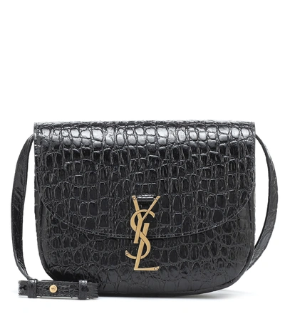 Saint Laurent Kaia Medium Croc-effect Leather Shoulder Bag In Black