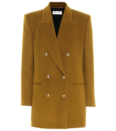 Saint Laurent Double-breasted Wool And Cashmere-blend Felt Blazer In Mustard