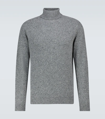 Sunspel Lambswool Turtleneck Sweater In Grey