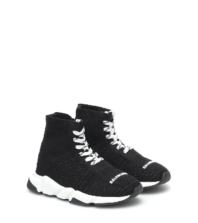Balenciaga Speed Knit Lace-up Sneakers In Black