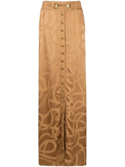 Balmain Chain Logo Jacquard Skirt In Neutrals