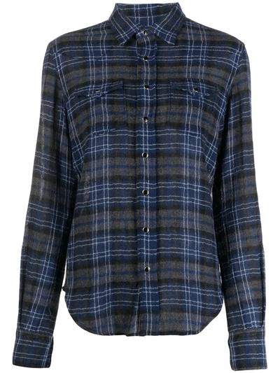 Saint Laurent Checked Wool-flannel Shirt In Black