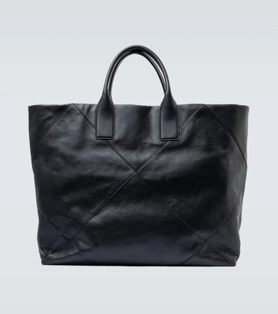 Bottega Veneta Intrecciato Panelled Leather Tote Bag In Black